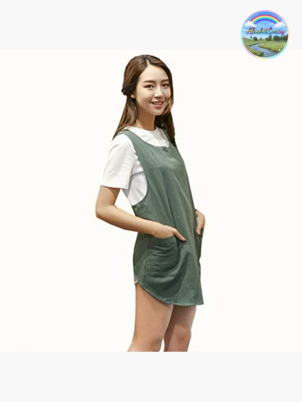 Cotton Linen Halter Cross Bandage Apron with Pockets